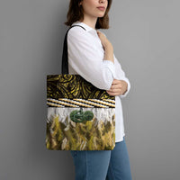 Yellow Traditional Cloak Aotearoa Tote Bag Maori Paua Shell Korowai Pattern - Polynesian Pride