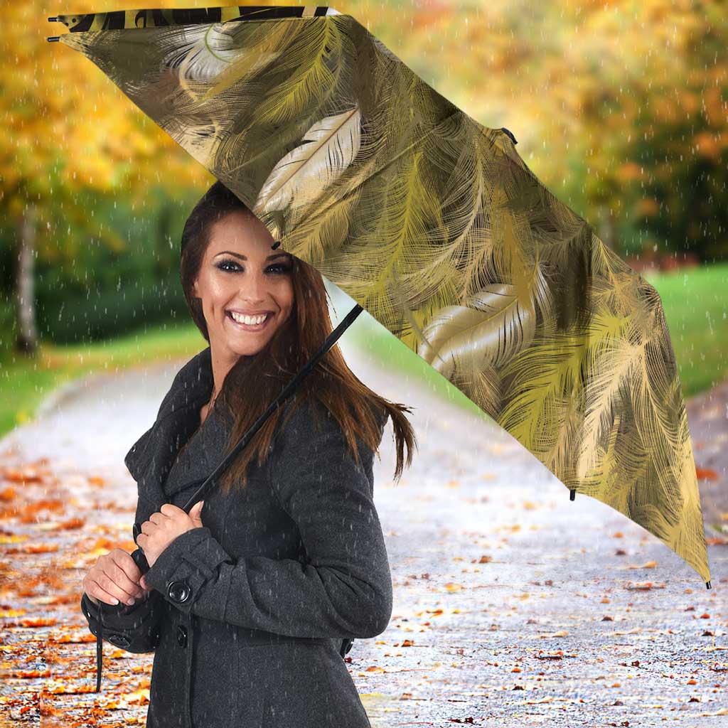 Yellow Traditional Cloak Aotearoa Umbrella Maori Paua Shell Korowai Pattern - Polynesian Pride