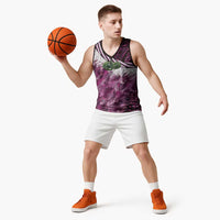 Pink Traditional Cloak Aotearoa Basketball Jersey Maori Paua Shell Korowai Pattern LT14 - Polynesian Pride