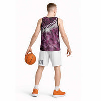 Pink Traditional Cloak Aotearoa Basketball Jersey Maori Paua Shell Korowai Pattern LT14 - Polynesian Pride