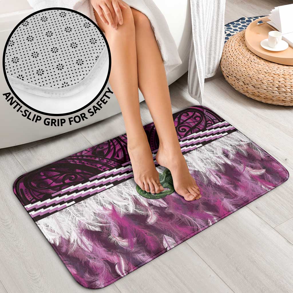 Pink Traditional Cloak Aotearoa Bathroom Set Maori Paua Shell Korowai Pattern - Polynesian Pride