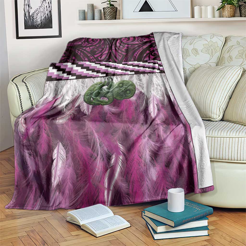Pink Traditional Cloak Aotearoa Blanket Maori Paua Shell Korowai Pattern