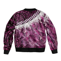 Pink Traditional Cloak Aotearoa Bomber Jacket Maori Paua Shell Korowai Pattern LT14 - Polynesian Pride