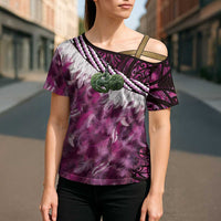 Pink Traditional Cloak Aotearoa Cross Shoulder Shirt Maori Paua Shell Korowai Pattern LT14 - Polynesian Pride