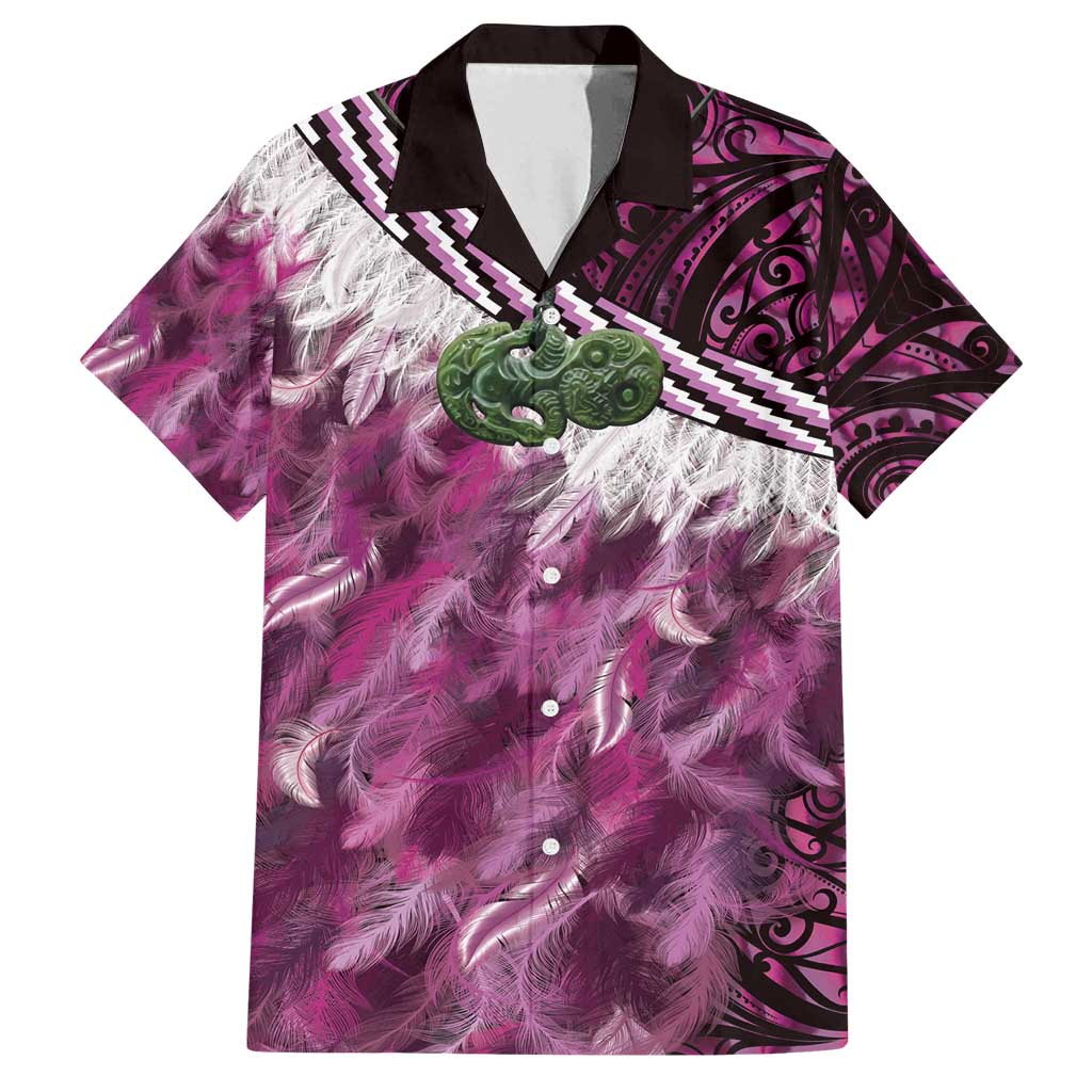 Pink Traditional Cloak Aotearoa Family Matching Long Sleeve Bodycon Dress and Hawaiian Shirt Maori Paua Shell Korowai Pattern LT14 Dad's Shirt - Short Sleeve Pink - Polynesian Pride