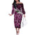 Pink Traditional Cloak Aotearoa Family Matching Off The Shoulder Long Sleeve Dress and Hawaiian Shirt Maori Paua Shell Korowai Pattern