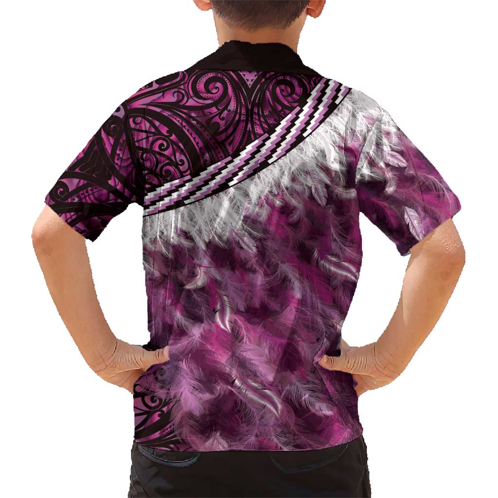 Pink Traditional Cloak Aotearoa Family Matching Short Sleeve Bodycon Dress and Hawaiian Shirt Maori Paua Shell Korowai Pattern LT14 - Polynesian Pride
