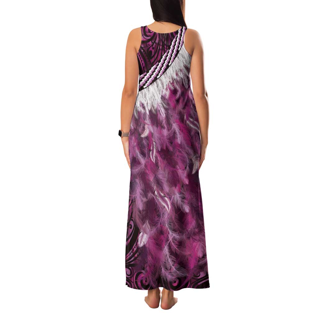 Pink Traditional Cloak Aotearoa Family Matching Tank Maxi Dress and Hawaiian Shirt Maori Paua Shell Korowai Pattern