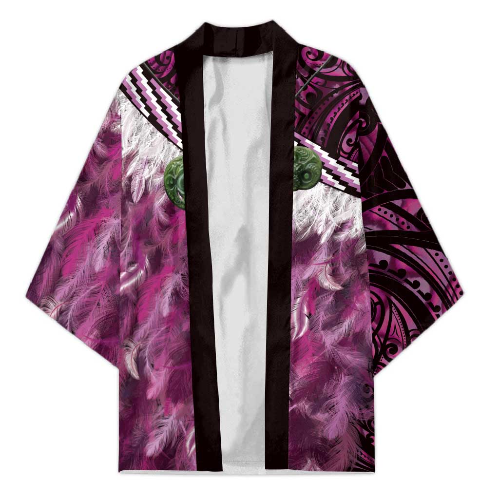 Pink Traditional Cloak Aotearoa Kimono Maori Paua Shell Korowai Pattern - Polynesian Pride