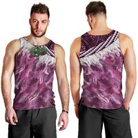 Pink Traditional Cloak Aotearoa Men Tank Top Maori Paua Shell Korowai Pattern