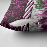 Pink Traditional Cloak Aotearoa Pillow Cover Maori Paua Shell Korowai Pattern - Polynesian Pride