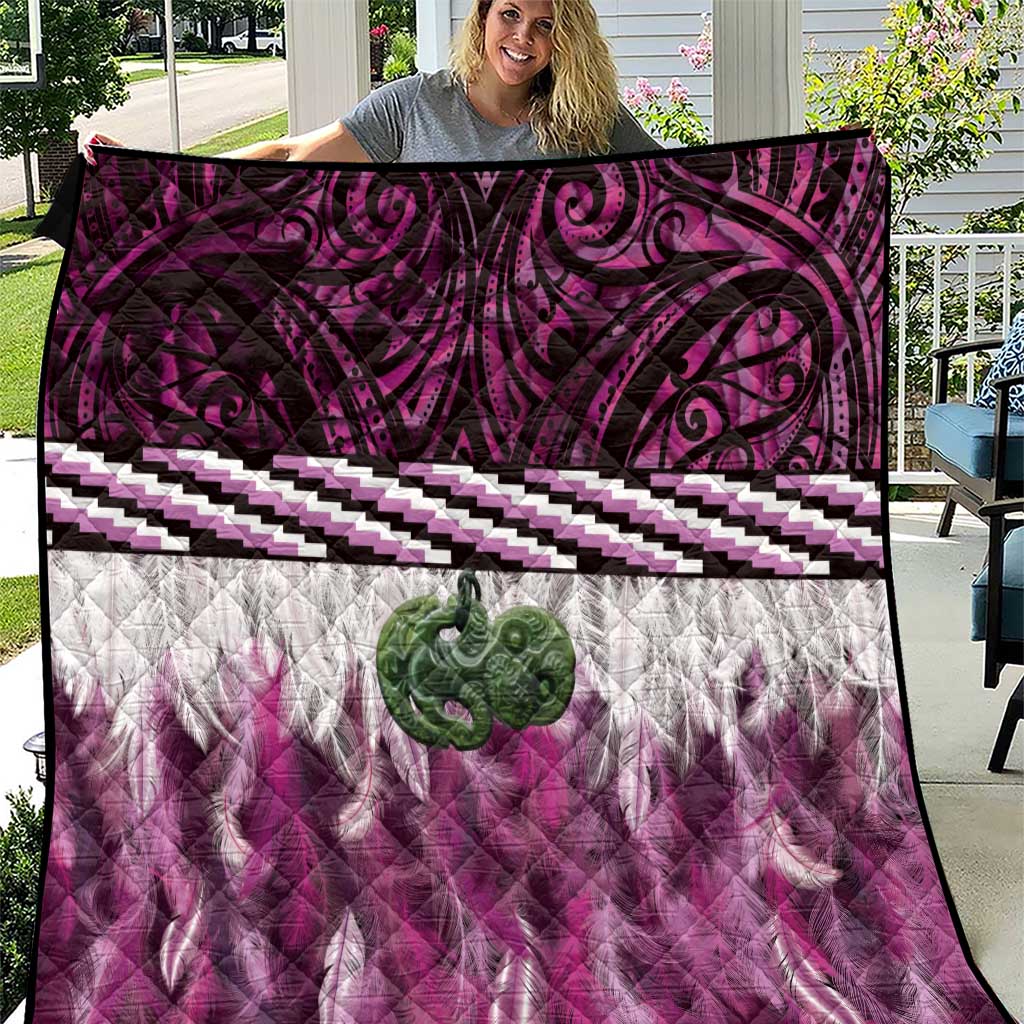 Pink Traditional Cloak Aotearoa Quilt Maori Paua Shell Korowai Pattern LT14 Pink - Polynesian Pride