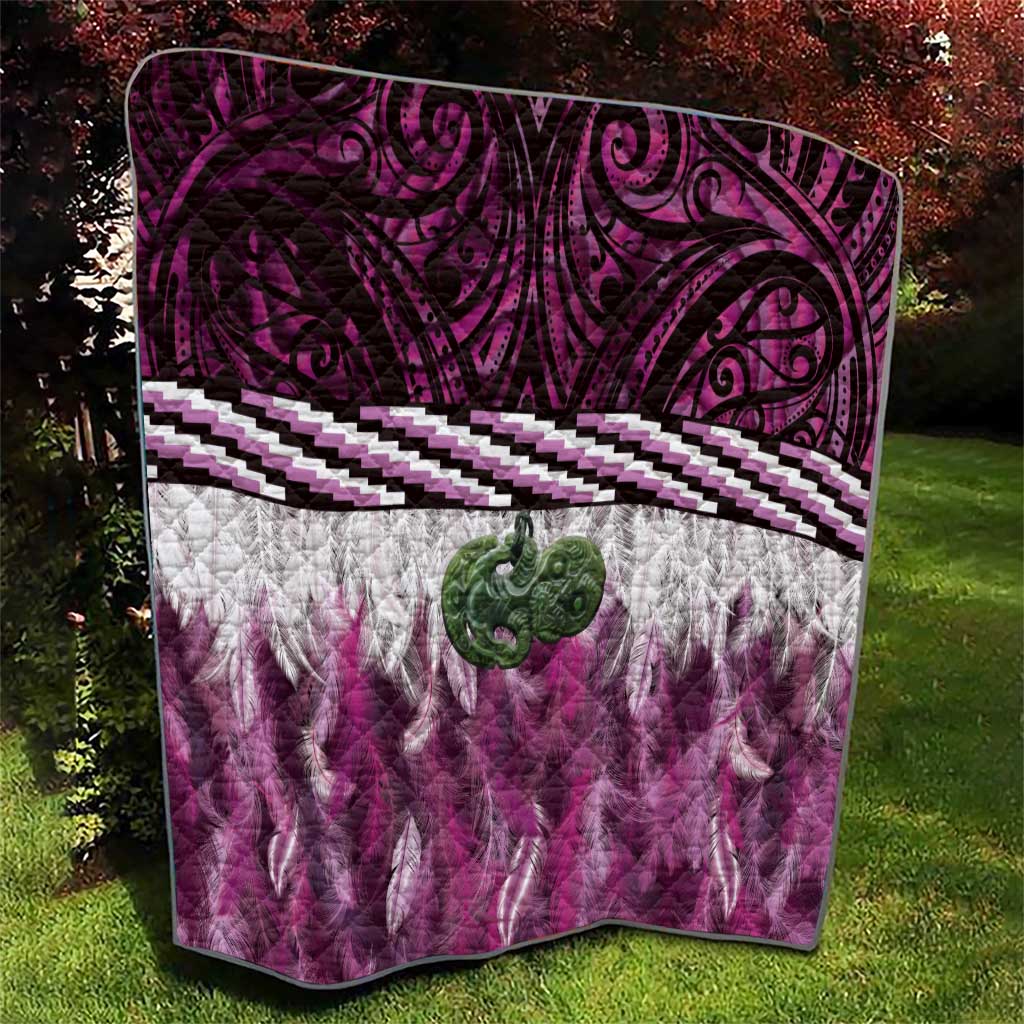 Pink Traditional Cloak Aotearoa Quilt Maori Paua Shell Korowai Pattern LT14 - Polynesian Pride