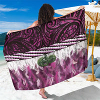 Pink Traditional Cloak Aotearoa Sarong Maori Paua Shell Korowai Pattern