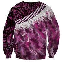 Pink Traditional Cloak Aotearoa Sweatshirt Maori Paua Shell Korowai Pattern LT14 - Polynesian Pride