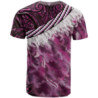 Pink Traditional Cloak Aotearoa T Shirt Maori Paua Shell Korowai Pattern
