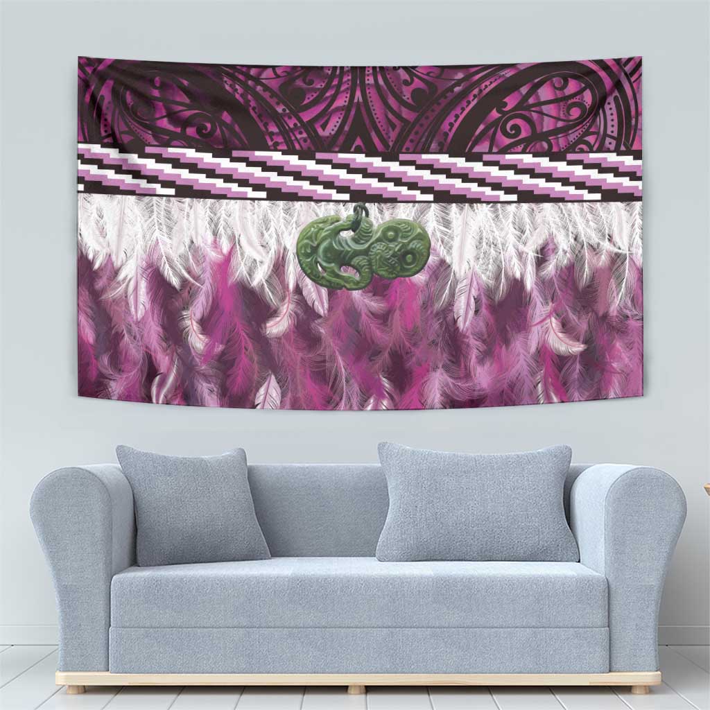 Pink Traditional Cloak Aotearoa Tapestry Maori Paua Shell Korowai Pattern LT14 - Polynesian Pride