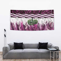 Pink Traditional Cloak Aotearoa Tapestry Maori Paua Shell Korowai Pattern LT14 - Polynesian Pride