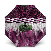 Pink Traditional Cloak Aotearoa Umbrella Maori Paua Shell Korowai Pattern - Polynesian Pride