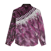 Pink Traditional Cloak Aotearoa Women Casual Shirt Maori Paua Shell Korowai Pattern