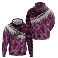 Pink Traditional Cloak Aotearoa Zip Hoodie Maori Paua Shell Korowai Pattern LT14 - Polynesian Pride