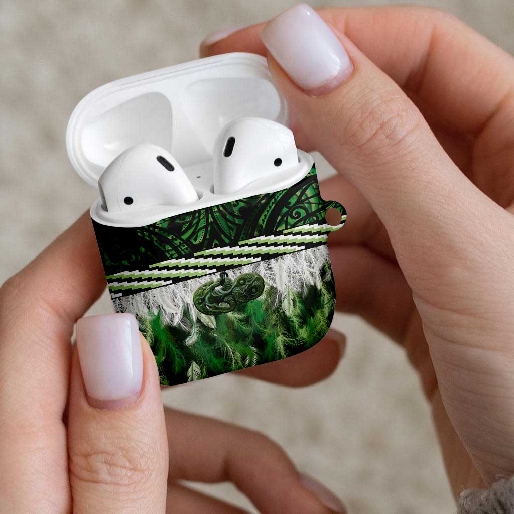 Green Traditional Cloak Aotearoa AirPods Case Maori Paua Shell Korowai Pattern - Polynesian Pride