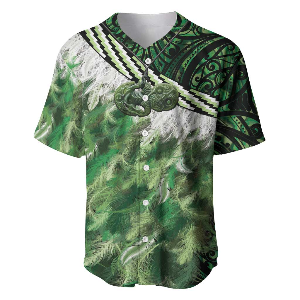 Green Traditional Cloak Aotearoa Baseball Jersey Maori Paua Shell Korowai Pattern