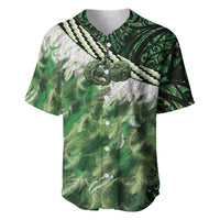 Green Traditional Cloak Aotearoa Baseball Jersey Maori Paua Shell Korowai Pattern