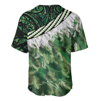Green Traditional Cloak Aotearoa Baseball Jersey Maori Paua Shell Korowai Pattern