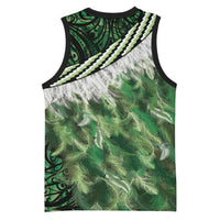 Green Traditional Cloak Aotearoa Basketball Jersey Maori Paua Shell Korowai Pattern LT14 - Polynesian Pride
