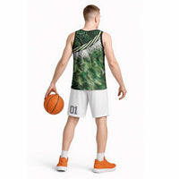 Green Traditional Cloak Aotearoa Basketball Jersey Maori Paua Shell Korowai Pattern LT14 - Polynesian Pride