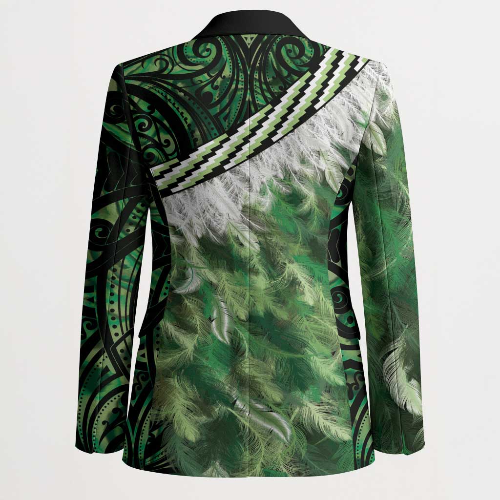 Green Traditional Cloak Aotearoa Blazer Maori Paua Shell Korowai Pattern - Polynesian Pride