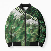 Green Traditional Cloak Aotearoa Bomber Puffer Jacket Maori Paua Shell Korowai Pattern LT14 Unisex Green - Polynesian Pride