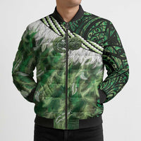 Green Traditional Cloak Aotearoa Bomber Puffer Jacket Maori Paua Shell Korowai Pattern LT14 - Polynesian Pride