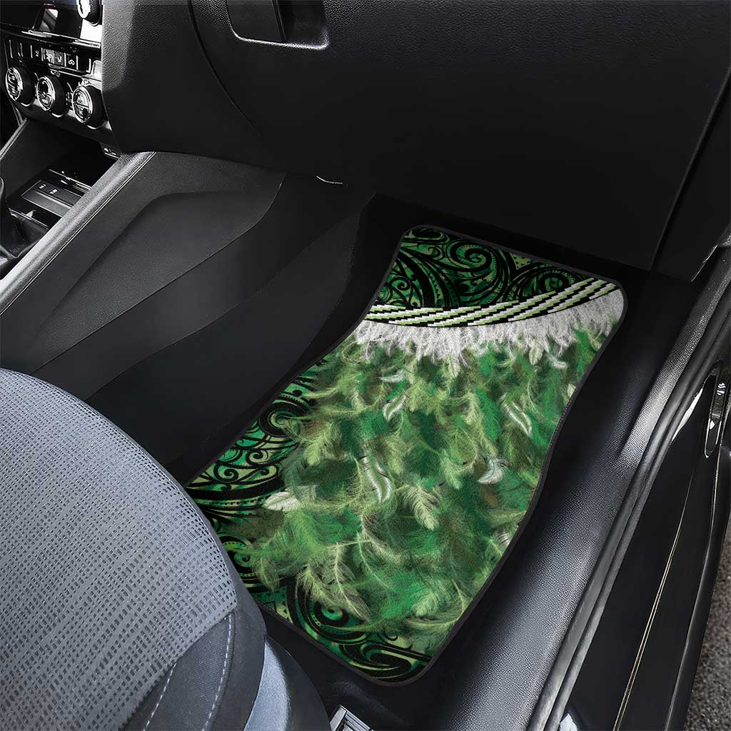 Green Traditional Cloak Aotearoa Car Mats Maori Paua Shell Korowai Pattern