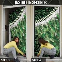 Green Traditional Cloak Aotearoa Door Cover Maori Paua Shell Korowai Pattern - Polynesian Pride