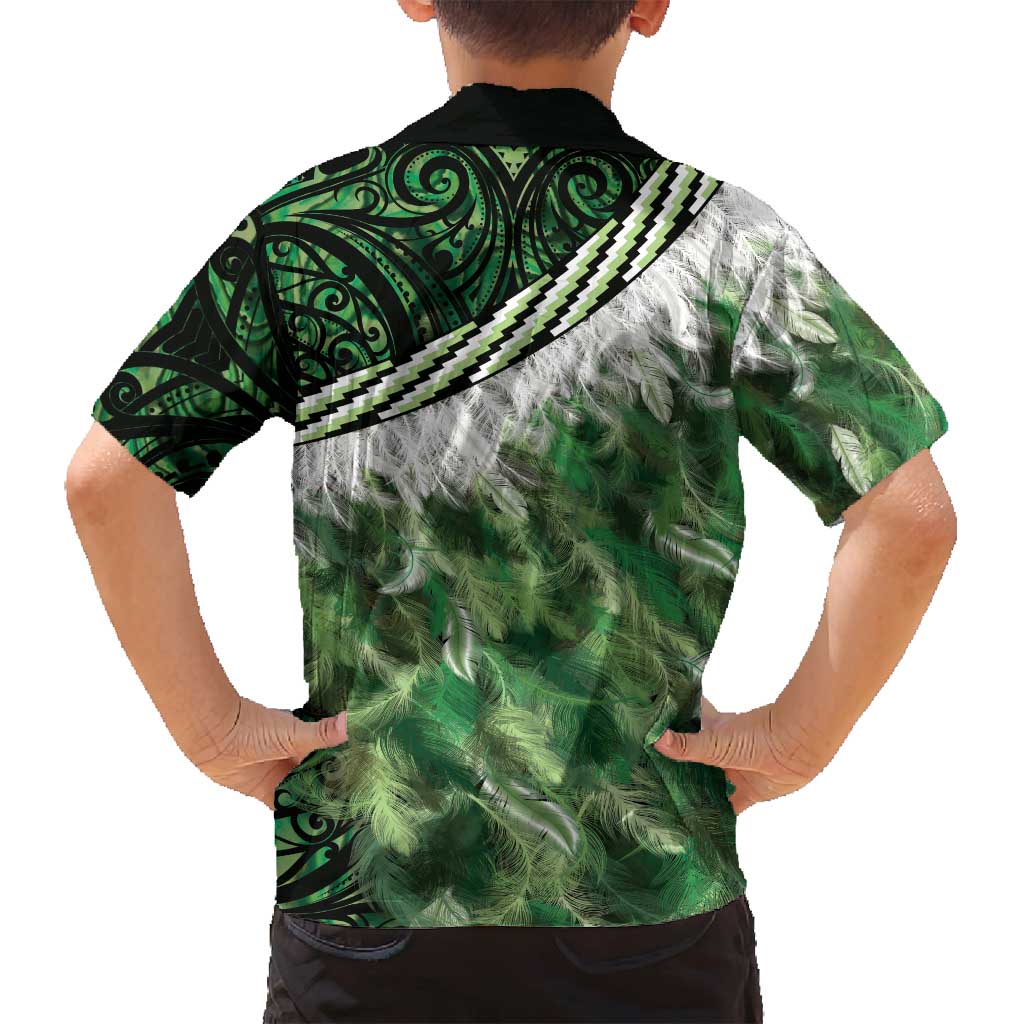 Green Traditional Cloak Aotearoa Family Matching Puletasi and Hawaiian Shirt Maori Paua Shell Korowai Pattern