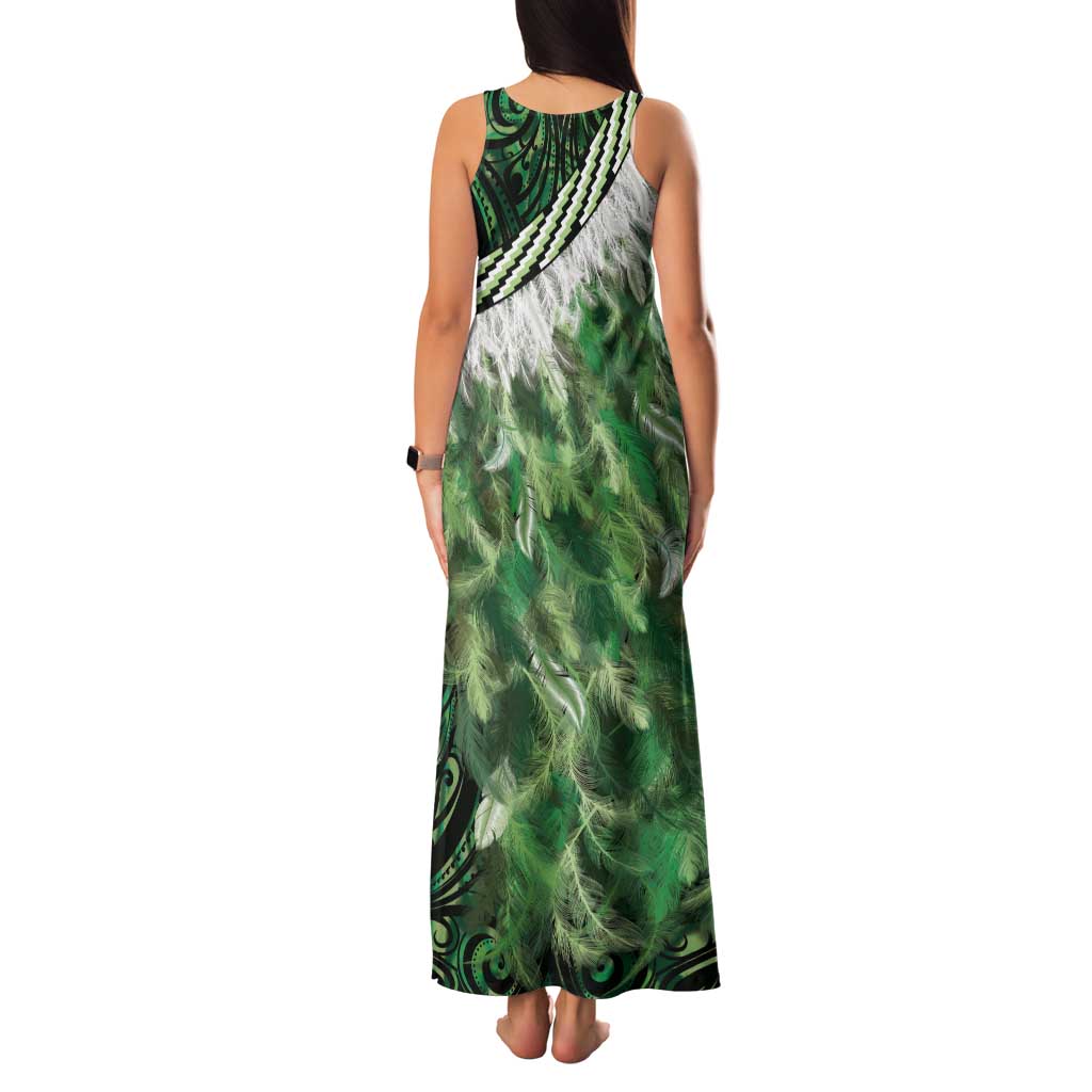Green Traditional Cloak Aotearoa Family Matching Tank Maxi Dress and Hawaiian Shirt Maori Paua Shell Korowai Pattern