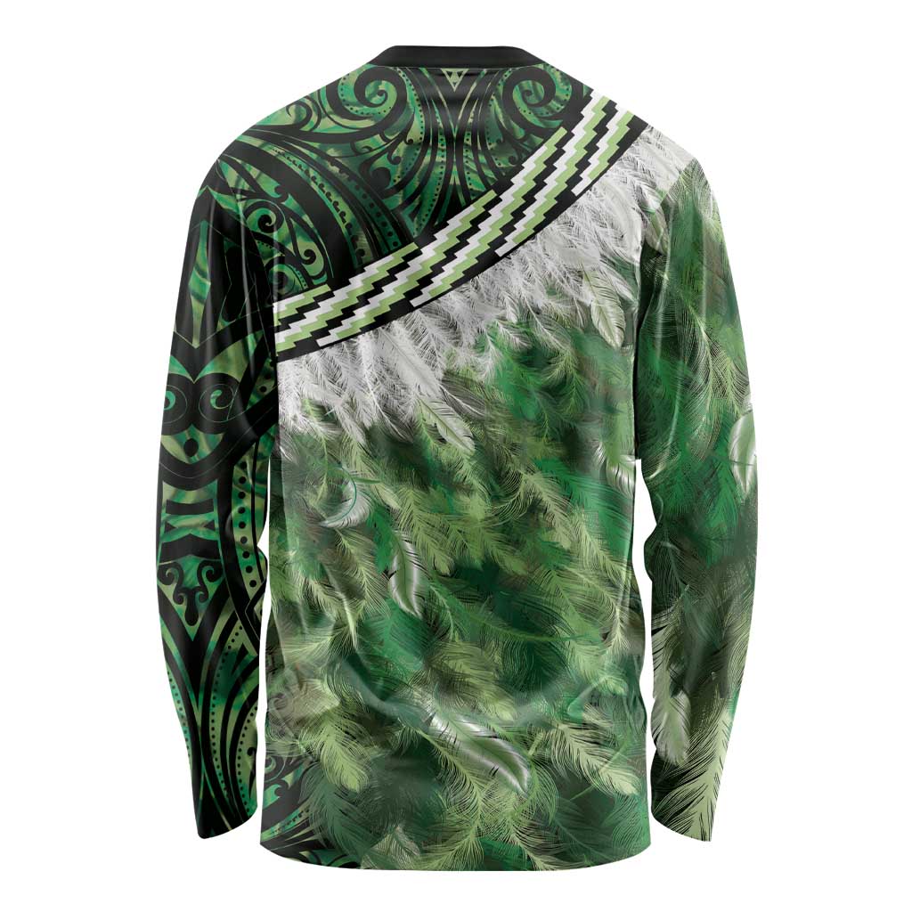 Green Traditional Cloak Aotearoa Long Sleeve Shirt Maori Paua Shell Korowai Pattern LT14 - Polynesian Pride