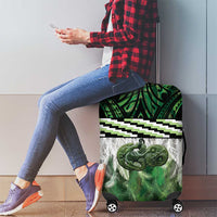Green Traditional Cloak Aotearoa Luggage Cover Maori Paua Shell Korowai Pattern LT14 - Polynesian Pride
