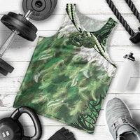 Green Traditional Cloak Aotearoa Men Tank Top Maori Paua Shell Korowai Pattern