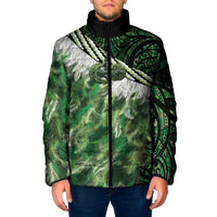 Green Traditional Cloak Aotearoa Padded Jacket Maori Paua Shell Korowai Pattern LT14 Men Green - Polynesian Pride