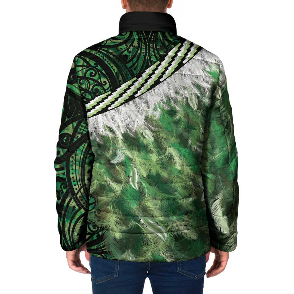 Green Traditional Cloak Aotearoa Padded Jacket Maori Paua Shell Korowai Pattern LT14 - Polynesian Pride