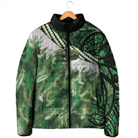 Green Traditional Cloak Aotearoa Padded Jacket Maori Paua Shell Korowai Pattern LT14 - Polynesian Pride