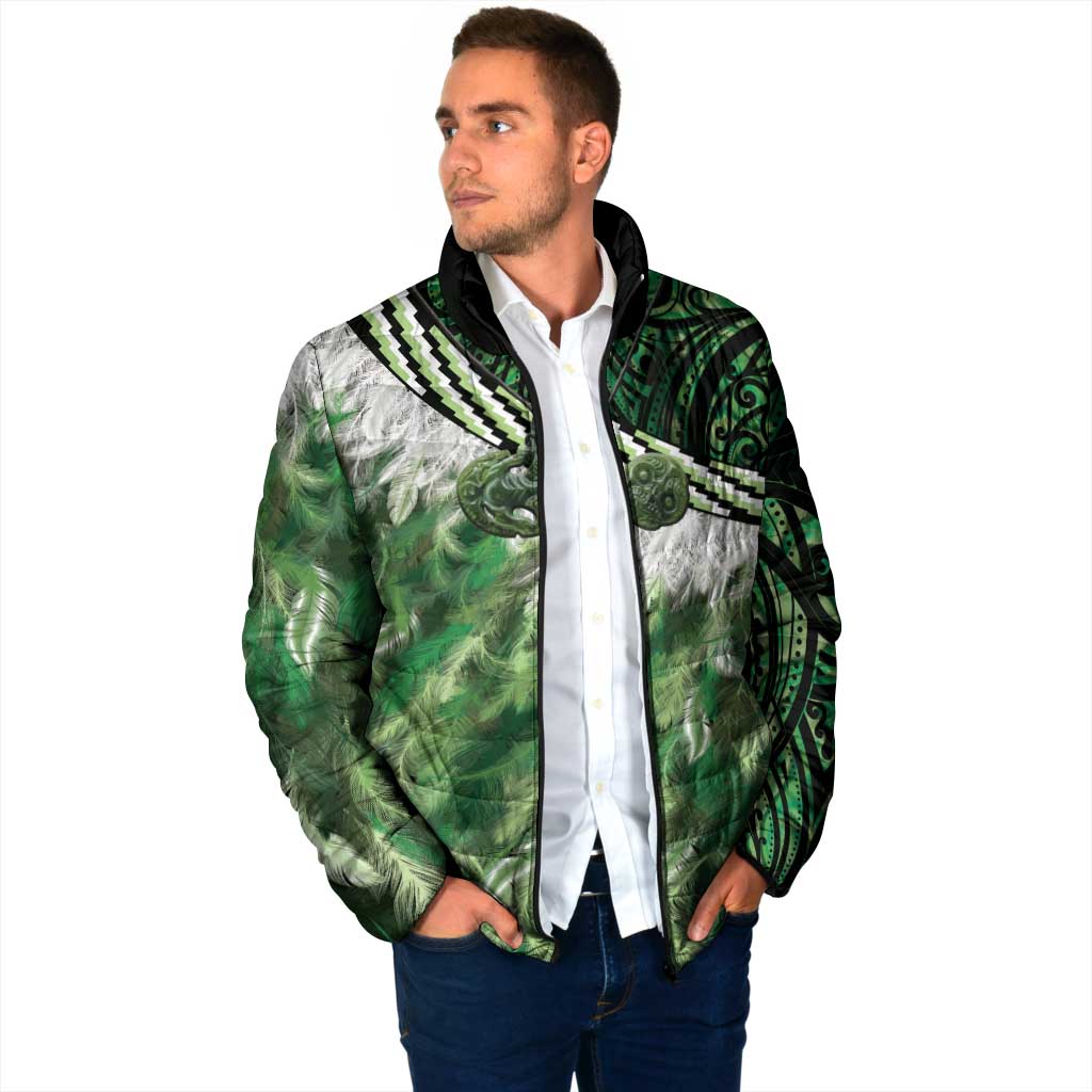 Green Traditional Cloak Aotearoa Padded Jacket Maori Paua Shell Korowai Pattern LT14 - Polynesian Pride