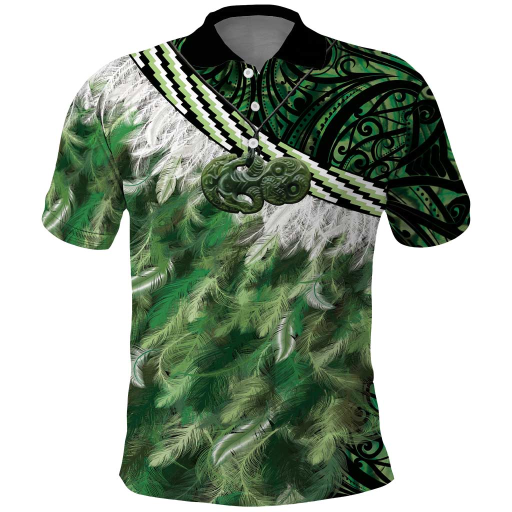 Green Traditional Cloak Aotearoa Polo Shirt Maori Paua Shell Korowai Pattern