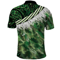 Green Traditional Cloak Aotearoa Polo Shirt Maori Paua Shell Korowai Pattern