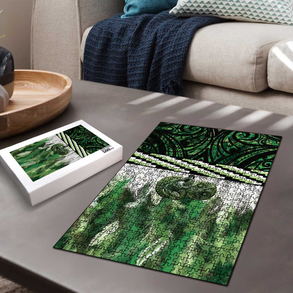 Green Traditional Cloak Aotearoa Puzzle Maori Paua Shell Korowai Pattern LT14 - Polynesian Pride