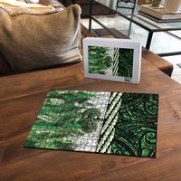 Green Traditional Cloak Aotearoa Puzzle Maori Paua Shell Korowai Pattern LT14 - Polynesian Pride