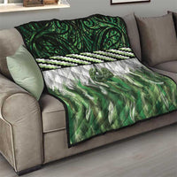 Green Traditional Cloak Aotearoa Quilt Maori Paua Shell Korowai Pattern LT14 - Polynesian Pride